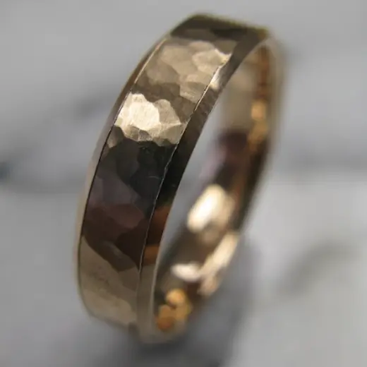 Hammered gold wedding band